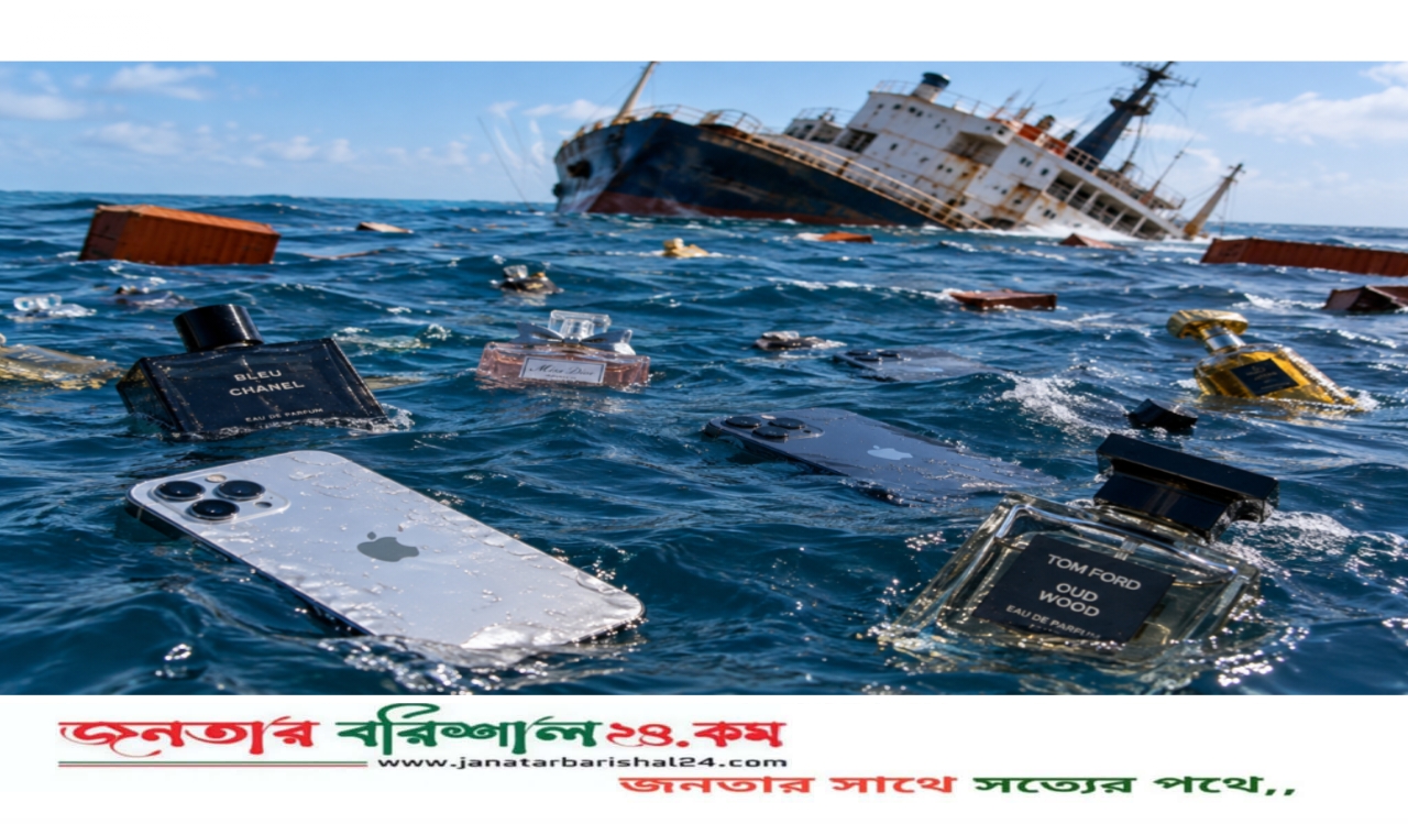 জাহাজডুবে সমুদ্রে ভাসছে আইফোন ও দামি পারফিউমের বোতল